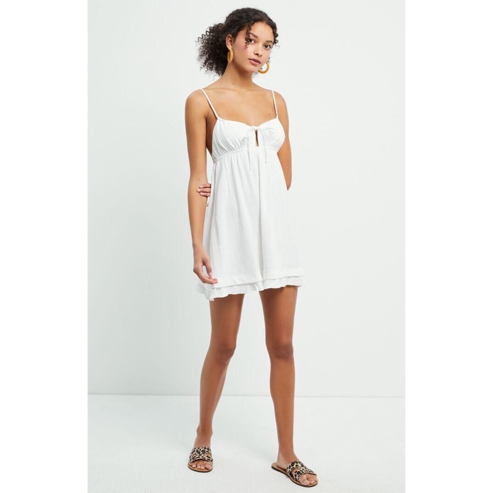 Linen Tie Front Babydoll Dress 🕊🐚🌴